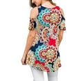 thumbnail image 4 of GORHGORH Summer Women Casual Open Shoulder Paisley Floral Print Short Sleeve Round Neck Blouse T-Shirt Top, 4 of 4