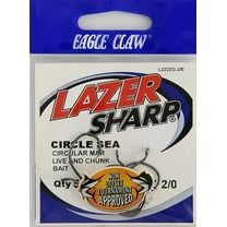 Lazer Sharp L2222GH-2/0 Circle up Eye Non-Offset Hook, Black, Size 2/0, 5 Pack