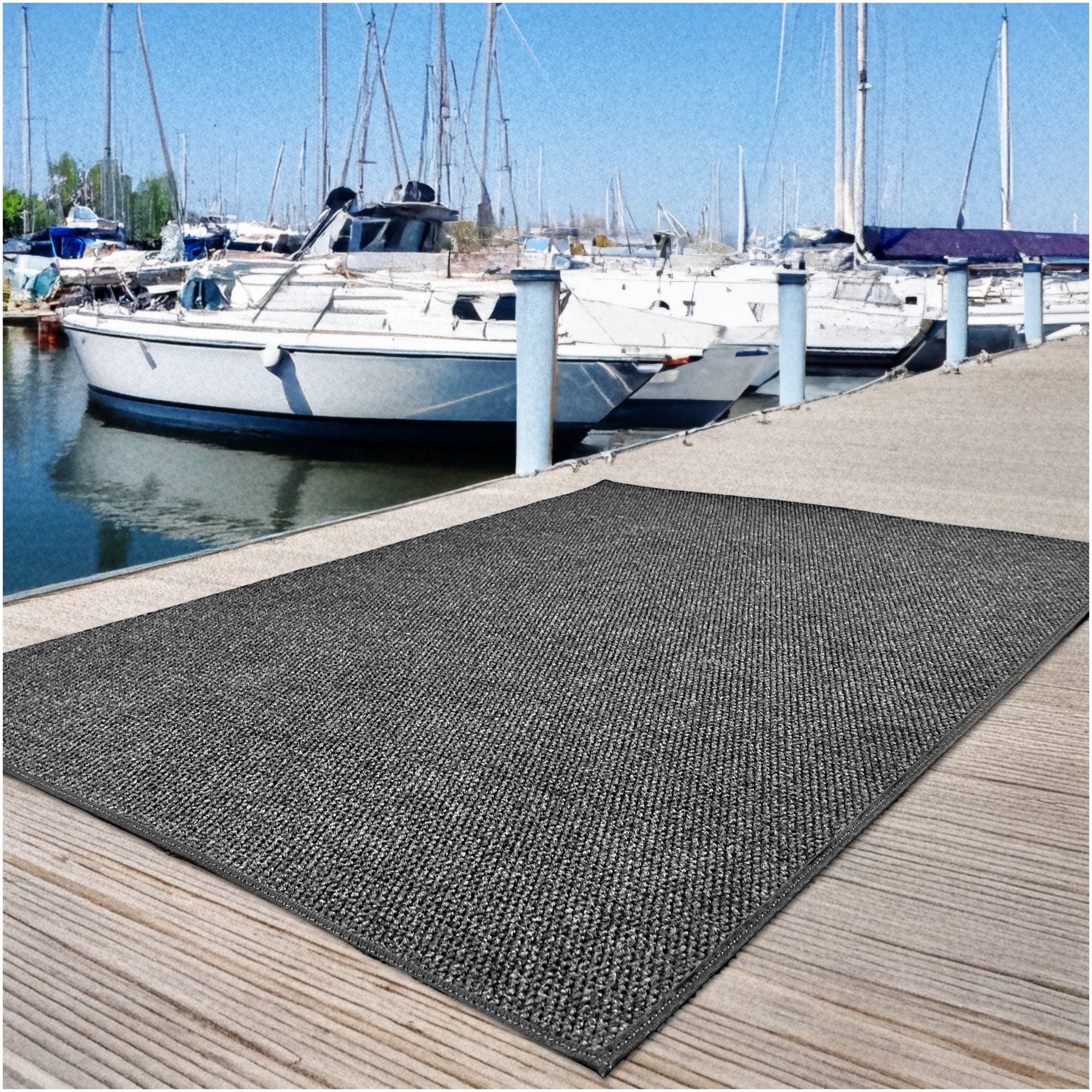 6'x12' Soft Indoor/Outdoor Hobnail Style Area Rugs. Lightweight and Flexible for Easy Cleaning and Transport (Color: Black Ice)