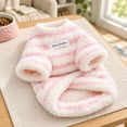 thumbnail image 5 of Goowood Warm Fleece Dog Sweater Striped Small Pet Sweater, Two Legged Puppy Coat Outfit for Cat Small Dogs Chihuahua Fall Winter Pet Apparel, 5 of 7