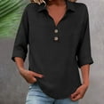 thumbnail image 2 of Women Blouses Fashion V Neck Leisure Three-quarter Sleeve Solid Vacation and Workout Fashion Outfit Clothes, 2 of 5