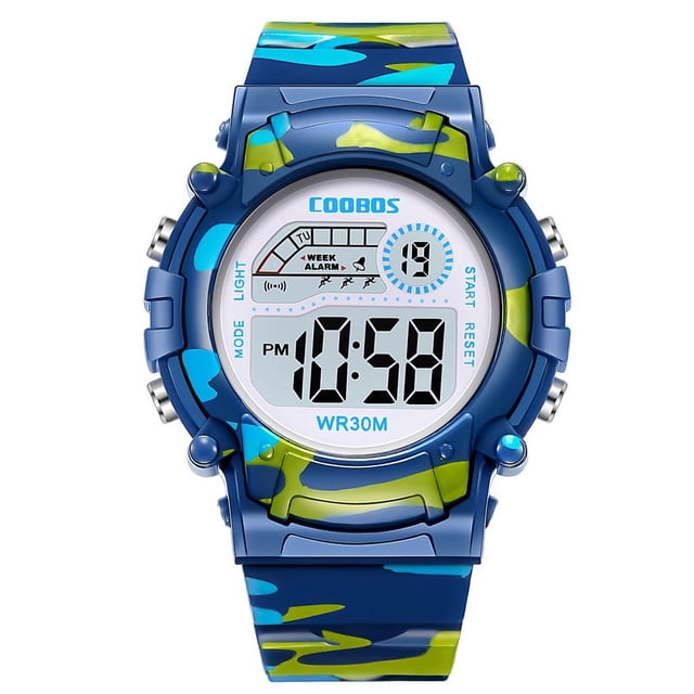 Reloj electrónico para niños, reloj deportivo impermeable, multifuncional, camuflaje