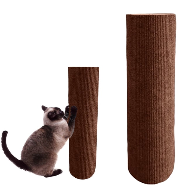 Dark Brown Cat Scratching Post and Cat Tree on the Wall, Cat Scratching Post Wall Mounted Adhesive Cat Scratching Stick Cat Climbing Frame Pet Scratcher Funiture Protector