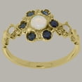thumbnail image 2 of LBG British Made 10k Yellow Gold Natural Opal & Sapphire Womens Anniversary Ring - 33 size options - Size 7.75, 2 of 7