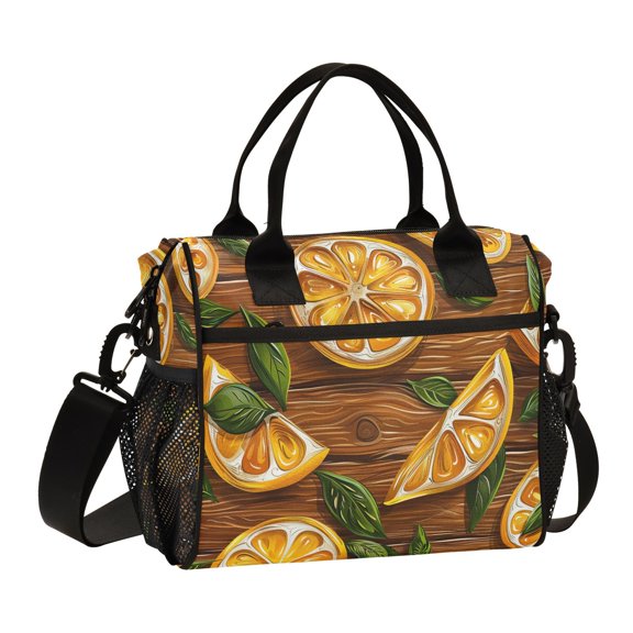 Ckdifva Orange Lemon Cooler Bag Cooler Cooling Tote Lunch Bag Lunch Box Front Pocket with Shoulder Strap