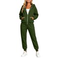 thumbnail image 3 of Jerdar Womens Matching Sweatsuit Zip Up Hoodie Jogger Pants Oversized Drop Shoulder Side Pockets Casual Workout Lounge Fall Winter Outfits M, 3 of 9