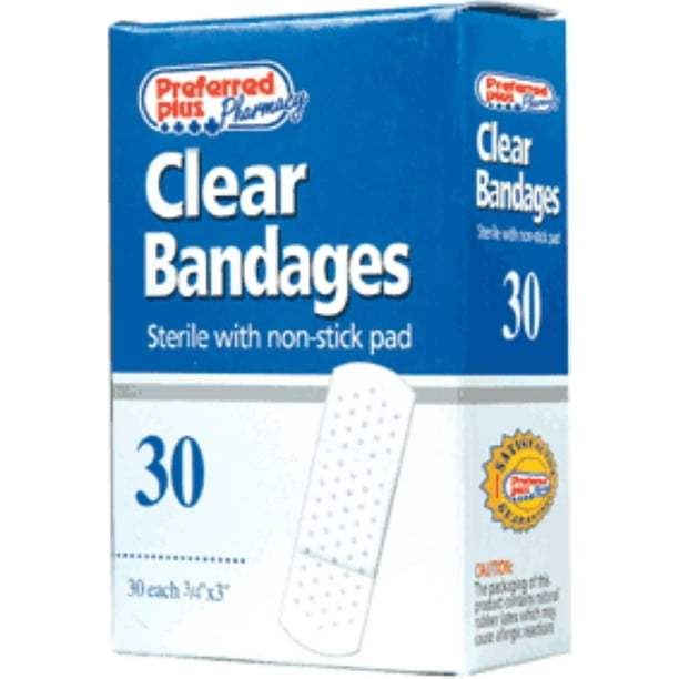Bandages Clear Adhesive Sterile with NonStick Pads 3/4 Inch X 3