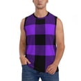 thumbnail image 3 of Uemuo Purple Buffalo Plaid Pattern Men's Sleeveless T-Shirt,Muscle Athletic Tank Top, Moisture-wicking Quick-dry Breathable Classic Tee Top for Gym Run Outdoor Sports-3X-Large, 3 of 8