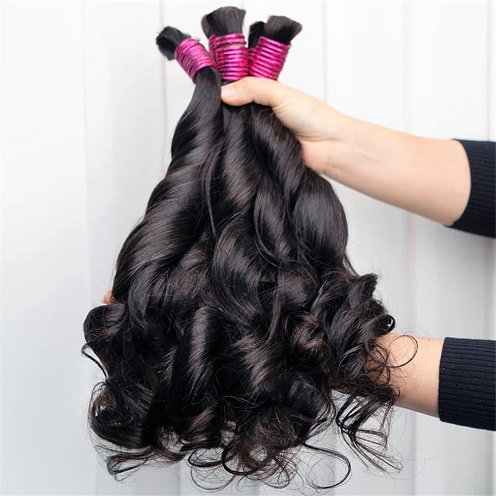 1 Bundle Human Hair Bulk for Braiding 100g Loose Wave Bouncy Remy Boho Braid Hair Extensions
