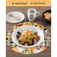 thumbnail image 3 of 15 Inch Round Placemats Set of 4, Orange Green Pumpkins Fall Non Slip Heat Insulation PP Table Mats, Thanksgiving Botanical Plaid Washable Place Mats for Kitchen Dining Party Table Decor, 3 of 7