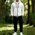 thumbnail image 2 of MXALUOB Men's Tracksuits Cargo Jogger Set Full Zip Hoodie & Elastic Waist Pants 2 Piece Outfits Casual Athletic Clothing for Hiking, 2 of 7