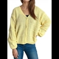 thumbnail image 3 of Suéter Tipo Cárdigan con Botones para Mujer, de Otoño, Holgado e Informal, de Punto Amarillo S, 3 of 9