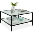 thumbnail image 2 of Best Choice Products 32" Square 2-Tier Large Coffee Table, Living Room Accent Furniture w/ Glass Table Top - Black, 2 of 8