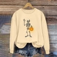 thumbnail image 3 of Riecok Womens Long Sleeve Sweatshirts Halloween Skeleton Print Pullover Spooky Season Crewneck Tops Funny Fall Outfit, 3 of 3