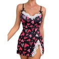 thumbnail image 1 of SUNSIOM Lingerie de Nuit Sans Manches à Bretelles Spaghetti avec Dentelle Fendue, 1 of 6
