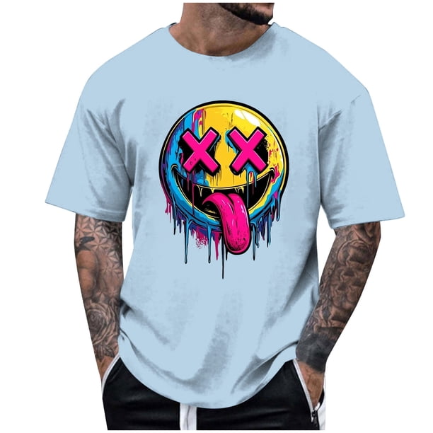 Blusas y camisas de manga corta y cuello redondo para hombre. Blusas/camisetas de manga corta con cuello redondo y estampado de Halloween para hombre. Blusa para hombre.