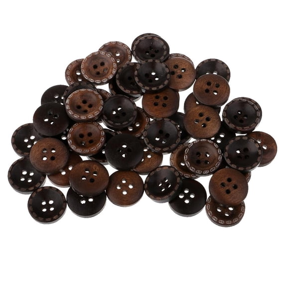 Yunhgft 50 Pieces Vintage 4 Holes Wooden Buttons for Sewing Clothing Decoration 15mm