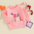 thumbnail image 3 of Okbabeha Toddler Baby Girl Birthday Outfit Embroidery Sweatshirt Crewneck Long Sleeve Pullover Shirt Spring Fall Clothes, 3 of 7