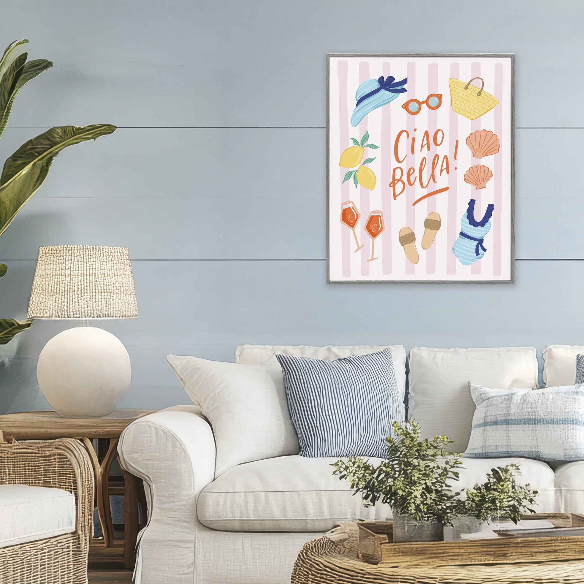 Stupell Industries Summer Ciao Bella Gray Framed Giclee Art, design by Sandra Picco