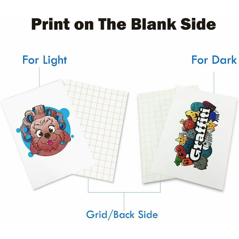 20 Sheets MIXED Dark + Light Fabric Transfer Paper for Inkjet