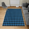 thumbnail image 2 of Plaid Turkish Area Rug, Lumberjack Fashion Buffalo Checks Pattern Retro Style Grid Composition, Soft Carpet for Living Room Decor with Distressed Look, 2.6' x 5', Royal Blue and Black, by Ambesonne, 2 of 4