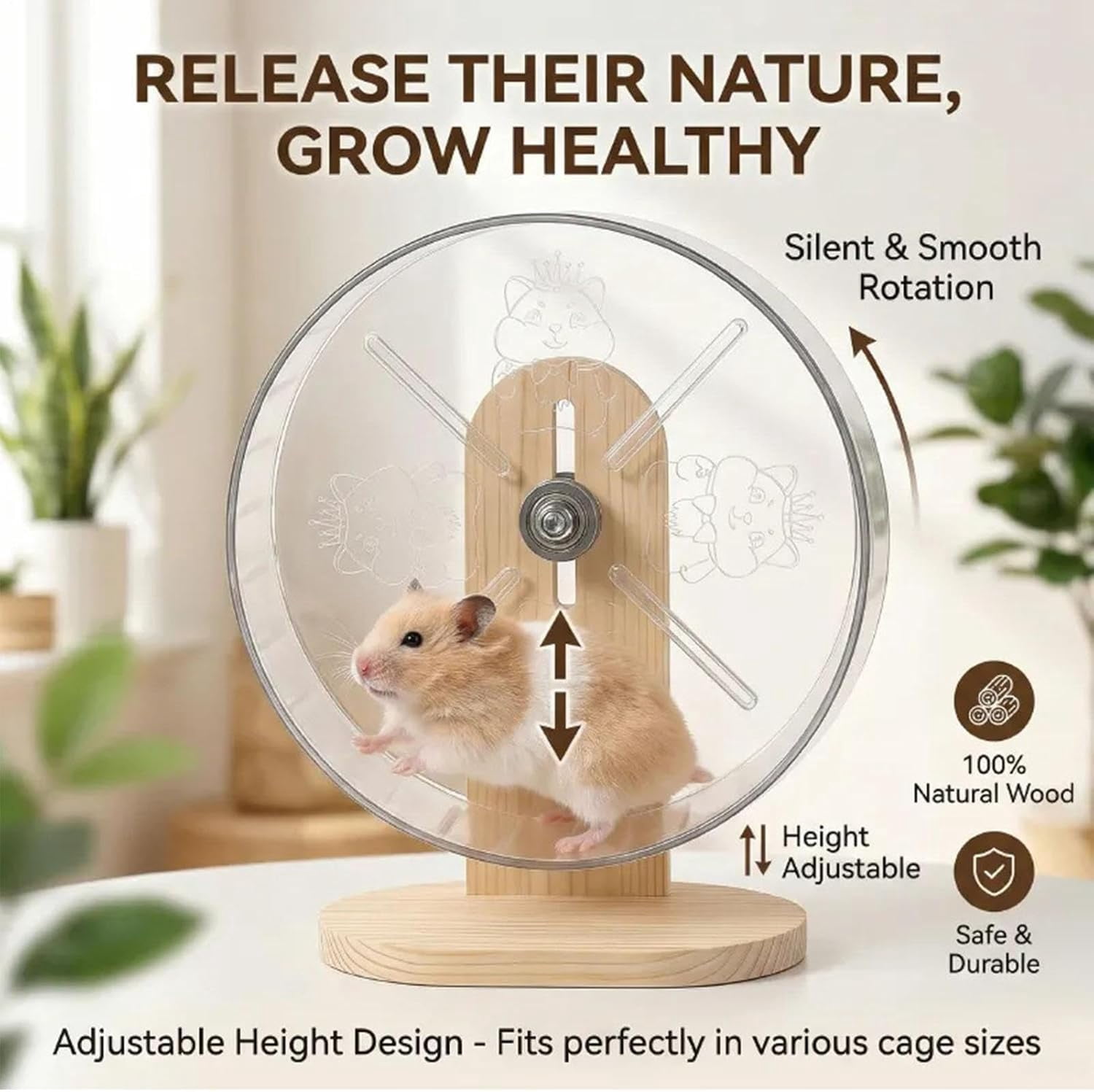 Acrylic Hamster Wheel, Small Pet Exercise Toy, Clear