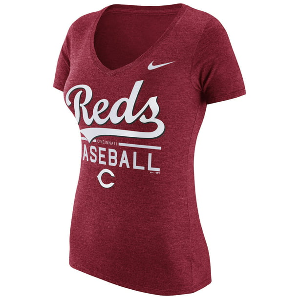 Cincinnati Reds Nike Women's Practice 1.7 Tri-Blend V-Neck T-Shirt ...