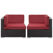 Modway Gather Outdoor Patio Corner Sectional Set of 2 in Espresso Red by Modway