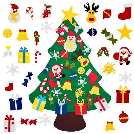 Coolmade DIY Felt Christmas Tree with 30pcs Ornaments, Xmas Gifts for Kids New Year Handmade Christmas Door Wall Hanging Decorations