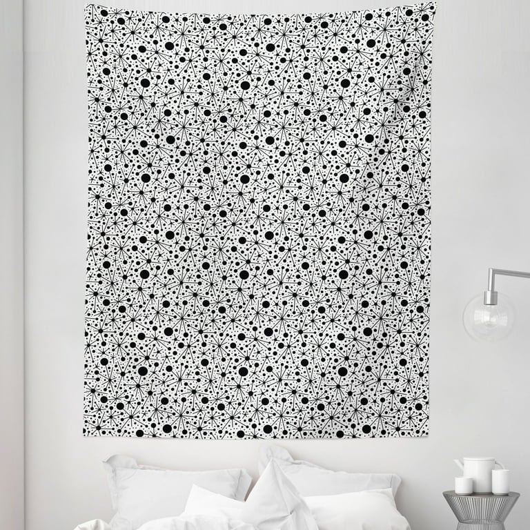 Black and White Tapestry Simple and Abstract Graphic Pattern with Big Small Dots and Lines Fabric Wall Hanging Decor for Bedroom Living Room Dorm 5