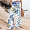 thumbnail image 2 of kaondbfi Womens Pants Wide Leg High Waisted Adjustable Trousers with Pockets Casual Lightweight Summer Casual Pants for Women, 2 of 9