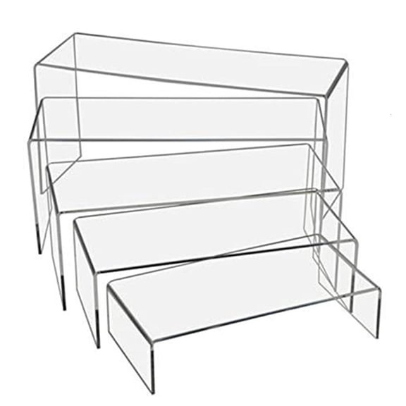 YIGSECU 5pcs Clear Acrylic Risers Tiered Shelf Rack for Home Retail and Office Display