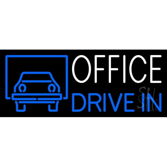 Office Drive In 1 LED Neon Sign 13 x 32 - inches, Black Square Cut Acrylic Backing, with Dimmer - Bright and Premium built indoor LED Neon Sign for Defence Force.