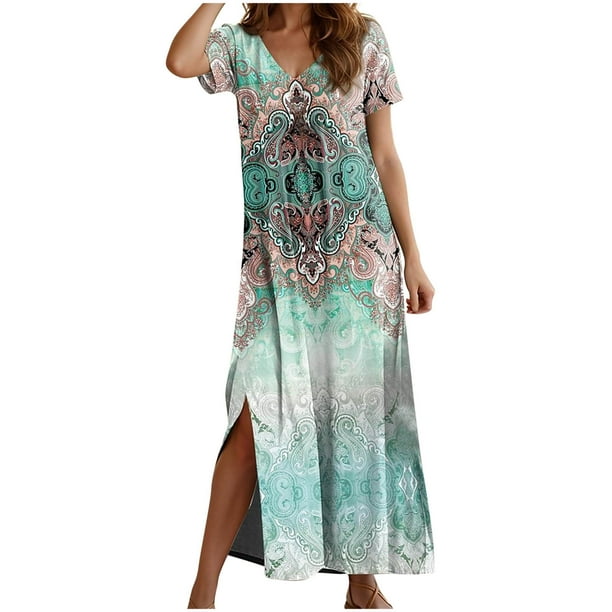 Vestido de Manga Corta para las Mujeres, Vestido Casual de Manga Corta con Cuello en V Hecha de Poliéster Cómodo para la Fiesta, Vestido Sexy para las Mujeres