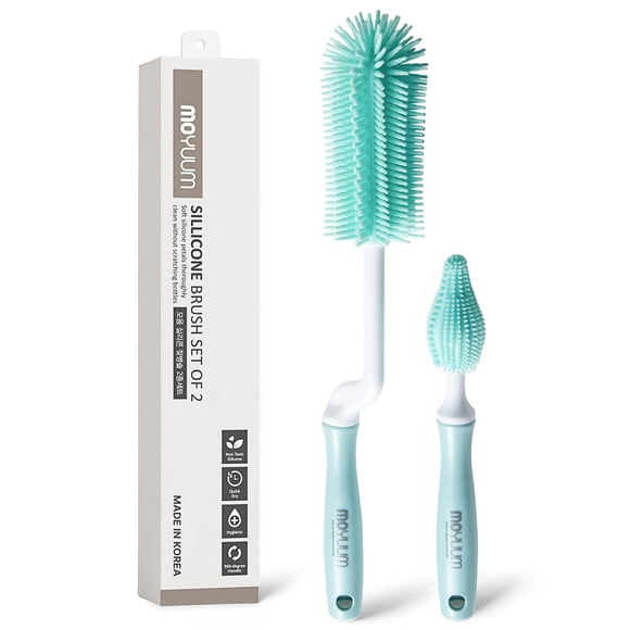 Set de cepillos para biberón MOYUUM de silicona con mango 360°