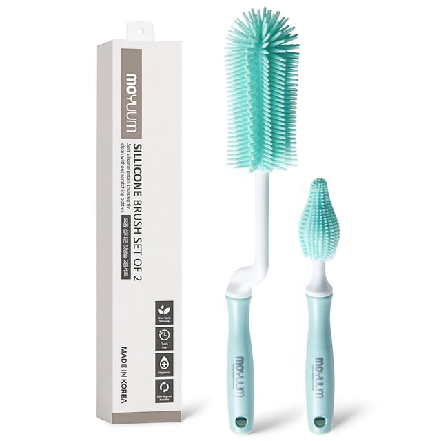 Set de cepillos para biberón MOYUUM de silicona con mango 360°