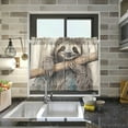 thumbnail image 4 of Sloth on The Branch Half Window Tier Curtains 24 Inch Blackout Thermal Insulating Kitchen Linen Tier Curtains for Kitchen, Bathroom, Cafe Home Decor, 4 of 7