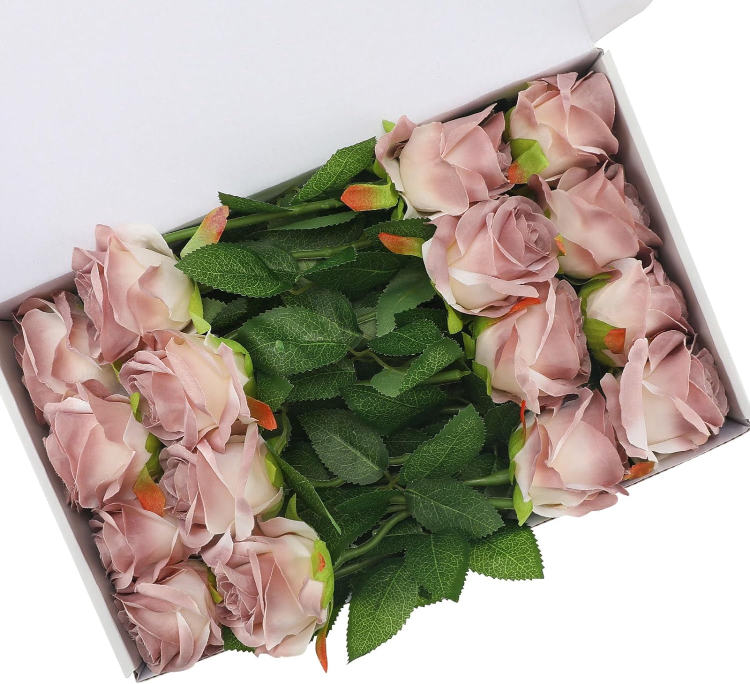 Brown Fake Roses Artificial Flowers - Fake Artificial Roses Silk Flowers with Stems for Home Wedding Hotel Office Centerpiece Decor（Gradient Brown）