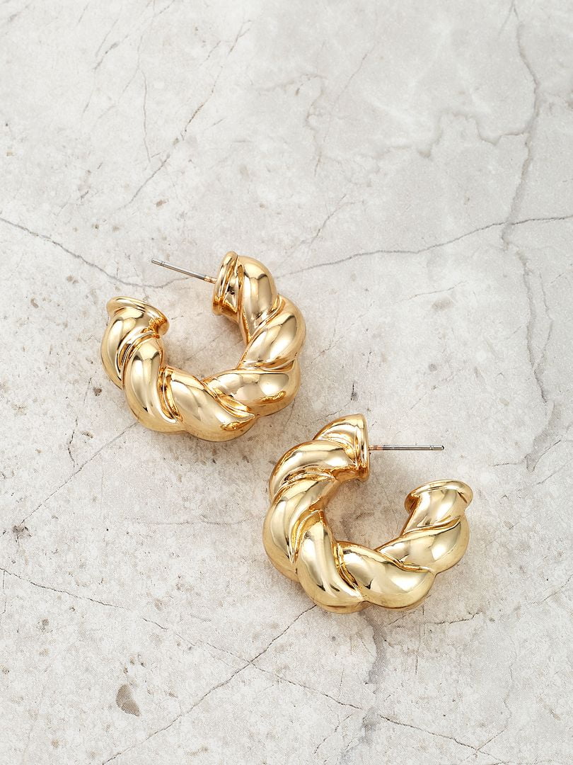 Time and Tru Women's Chunky Goldtone Twist Hoop Earring
