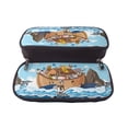thumbnail image 5 of Vsdgher Animals on Noah's Ark Floating Print Pen Case Leather Pencil Pouch Markers Holder Big Capacity Bag with Zippered Pocket for Stationery Tool, 5 of 6