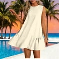 thumbnail image 2 of Vestido Corto para Mujeres Verano Moda Casual Impreso Lado Plisado Cuello Redondo Vestido sin Mangas para el Uso Diario, 2 of 7