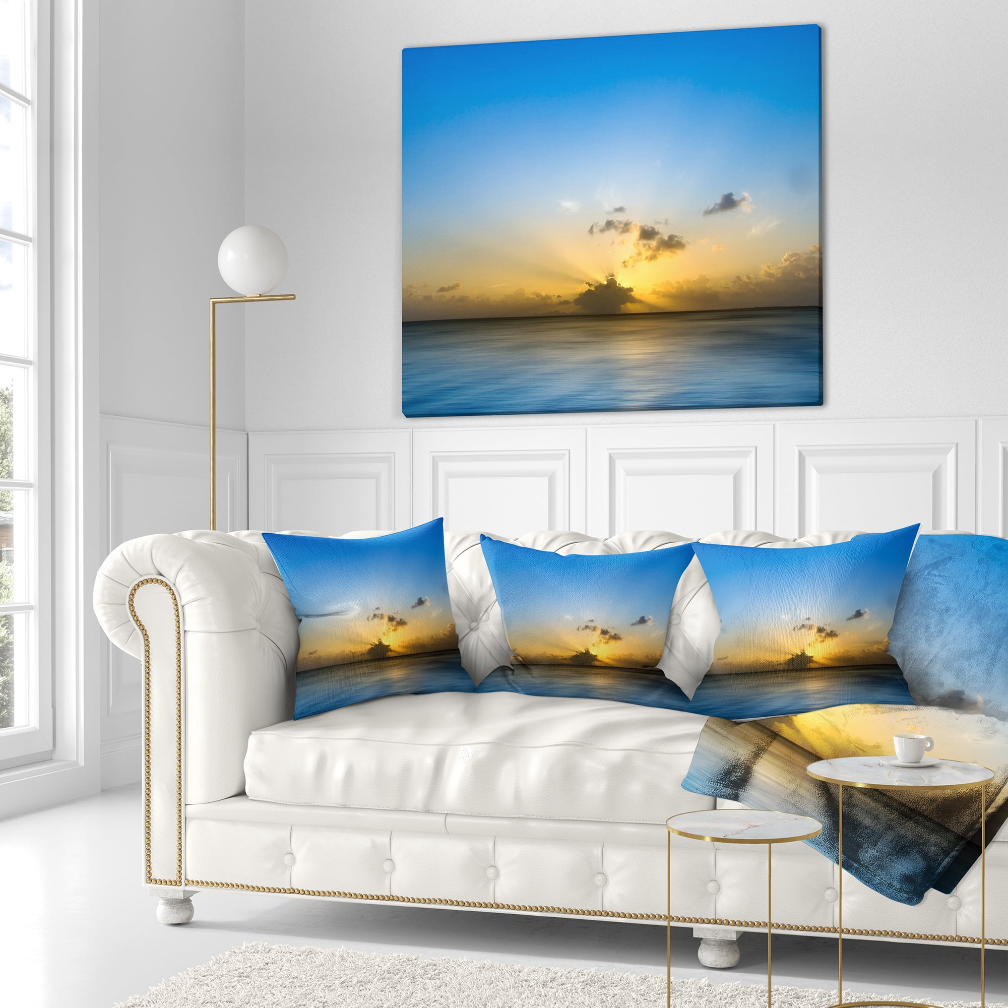 Designart Sunset Lake in South Thailand - Seashore Throw Pillow - 18x18