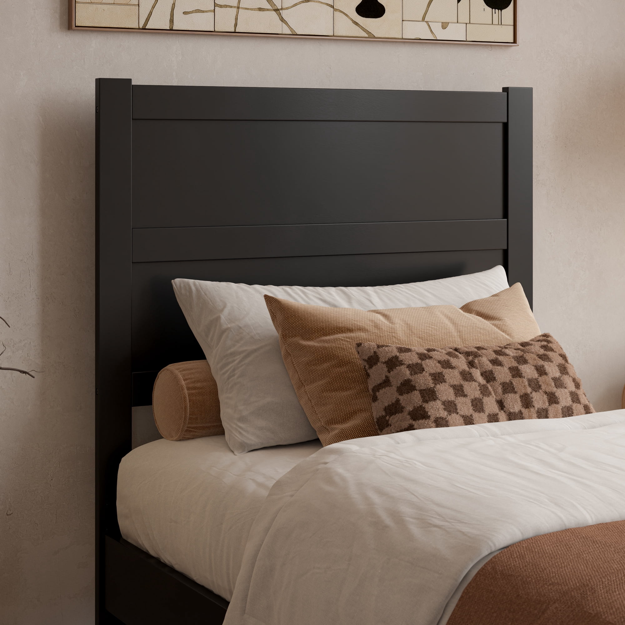 AFI Aveline Twin XL Platform Bed with Matching Footboard & Twin XL Trundle, Black