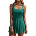thumbnail image 3 of Charmo One Piece Swimdress for Womens Tummy Control Swimsuit Full Coverage Bathing Suit Modest Mesh Sheer Swim Skirt, 3 of 6
