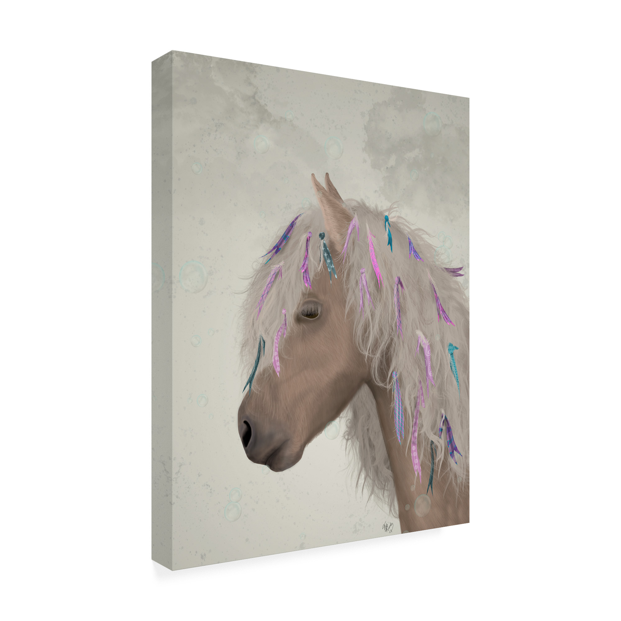 Trademark Fine Art 'Horse Beige with Ribbons' Canvas Art by Fab Funky