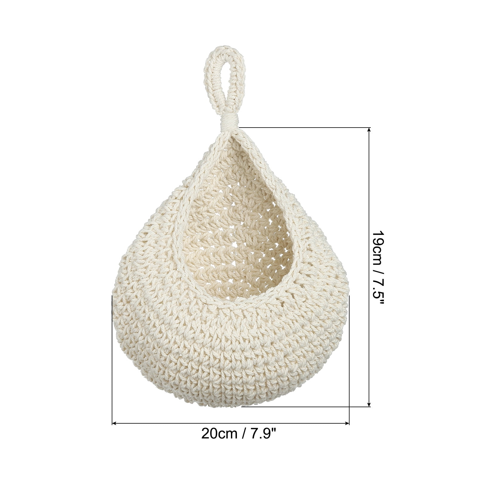 Unique Bargains Teardrop Home Decor Storage Wall Hanging Basket for Vegetable Beige Medium