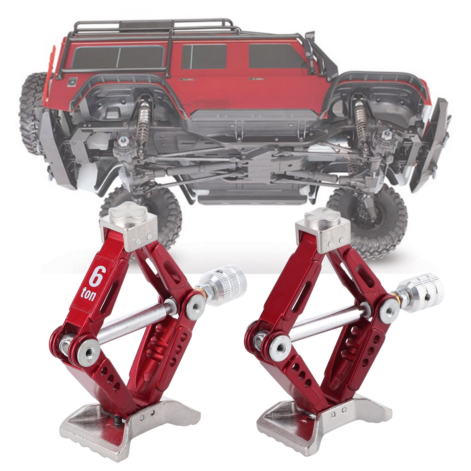 Jack Stands, 2Pcs Metal Universal Adjustable Lifting Jack Accessory for 1/10 RC Car Red,Alleviate Jack Hoisting Sinkage,