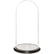 Plymor 9.75" x 20" Glass Display Dome Cloche (Black Wood Veneer Base)