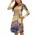 thumbnail image 1 of Robe Évasée de Maison avec sland, Robe Élégante à Col Carré, Mode Féminine Imprimée, 1 of 5