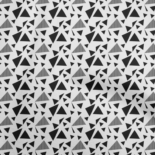 oneOone Cotton Silk White Fabric Geometrical Craft Projects Decor Fabric Printed By The Yard 42 Inch Wide